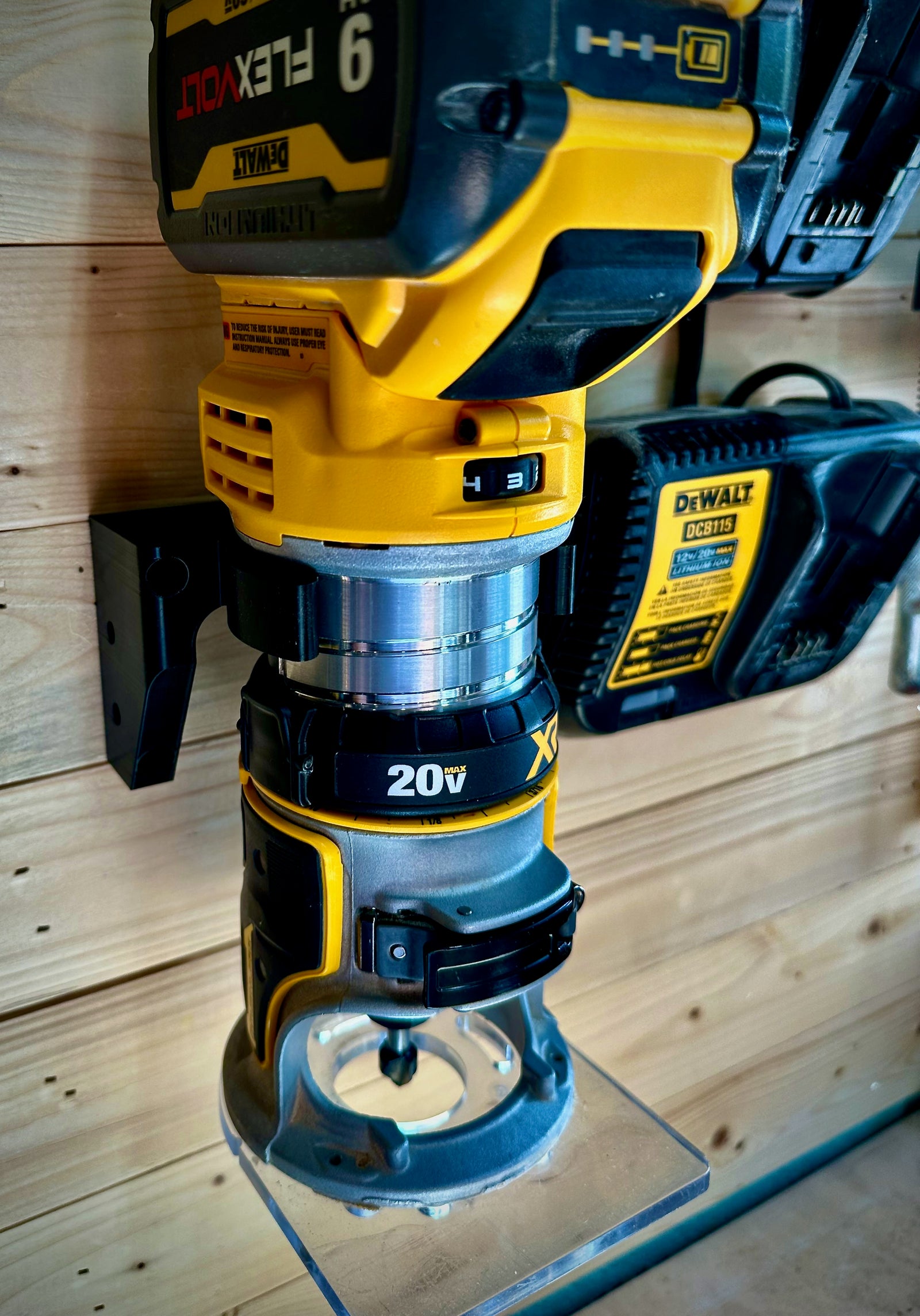 DeWalt DCW600 wallmount holder side view