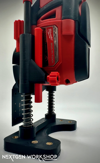 Milwaukee M18 oscillating plunge cut base angle view with depth guide