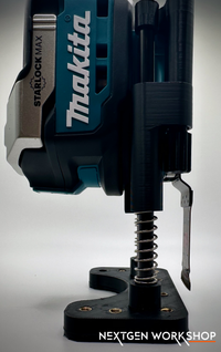 Makita 18V oscillating plunge cut base angle view with depth guide